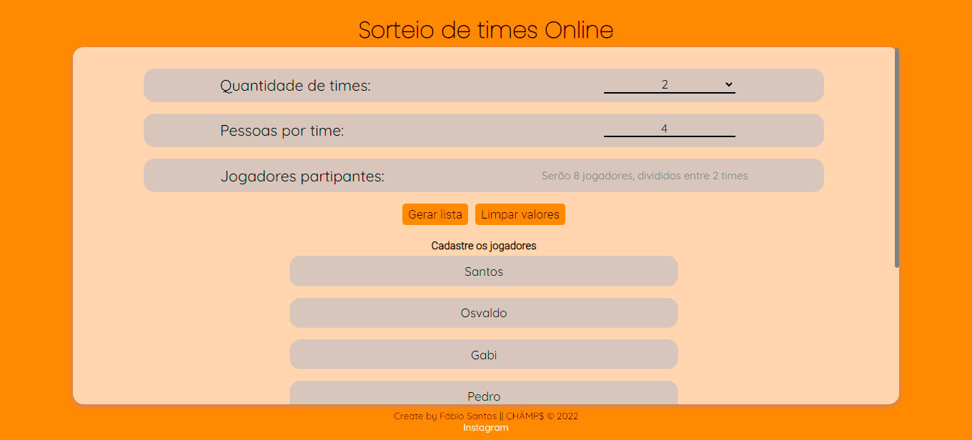 Sorteio times